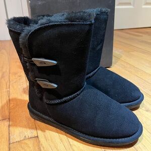 Bearpaw Abigail Black Winter Lined Buckle Boots